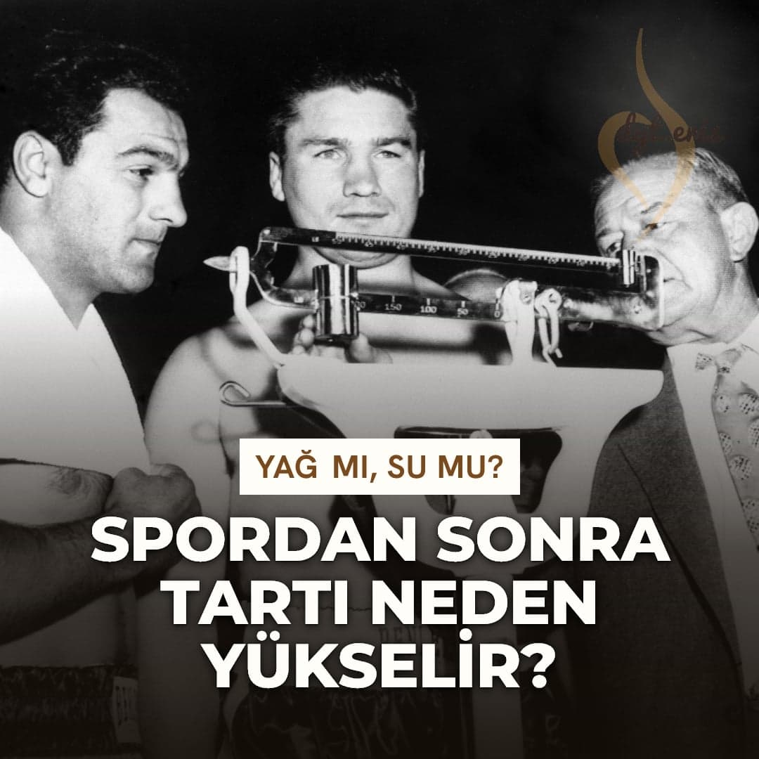 Rocky Marciano ve Don Cockell 1955'te maç öncesi tartıda; hakem kefe kolundaki rakamı okuyor