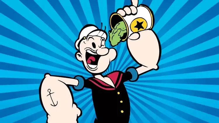 Popeye, ıspanak kutusunu açıyor.